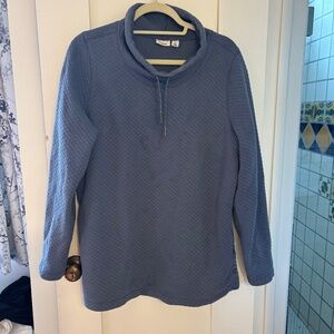 LL Bean grayish-blue, quilted, cowl neck sweatshirt